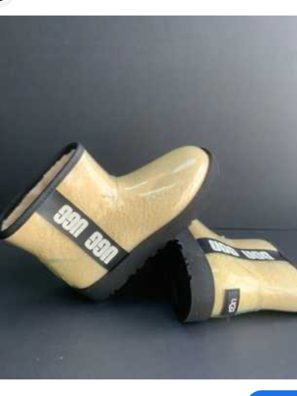 UGG cream / Yellow Shearling-Textured Raincloud Boots with Black Soles Sz 4